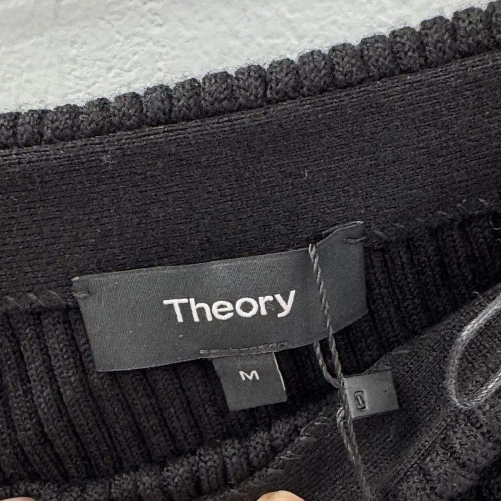Theory Black Ribbed Pencil Skirt